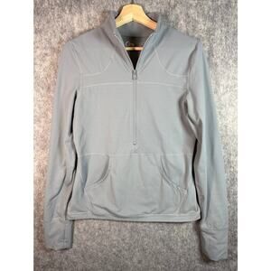 Zyia Active Womens 1/2 Zip Gray Large Pullover Kangaroo Pockets Thumbholes